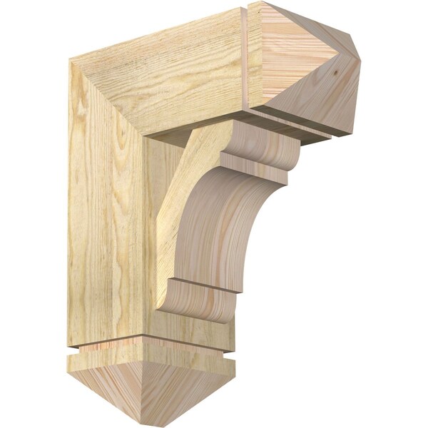 Ekena Millwork Olympic Arts and Crafts Rough Sawn Bracket w/ Offset Brace, Douglas Fir, 8"W x 18"D x 22"H BKT0806X18X22OLY03RDF - main